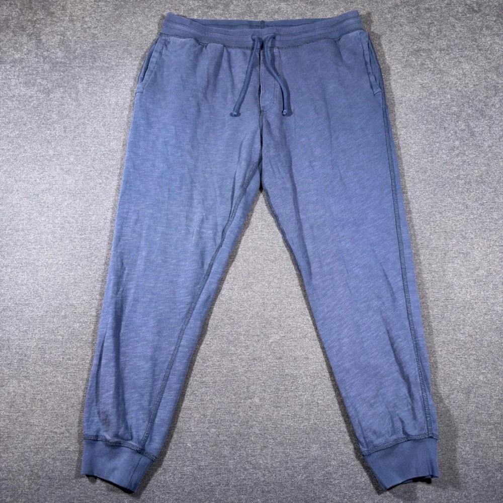 J. Crew Knit Joggers Mens L Blue Cotton Drawstring Sweatpants Lounge Cuffed